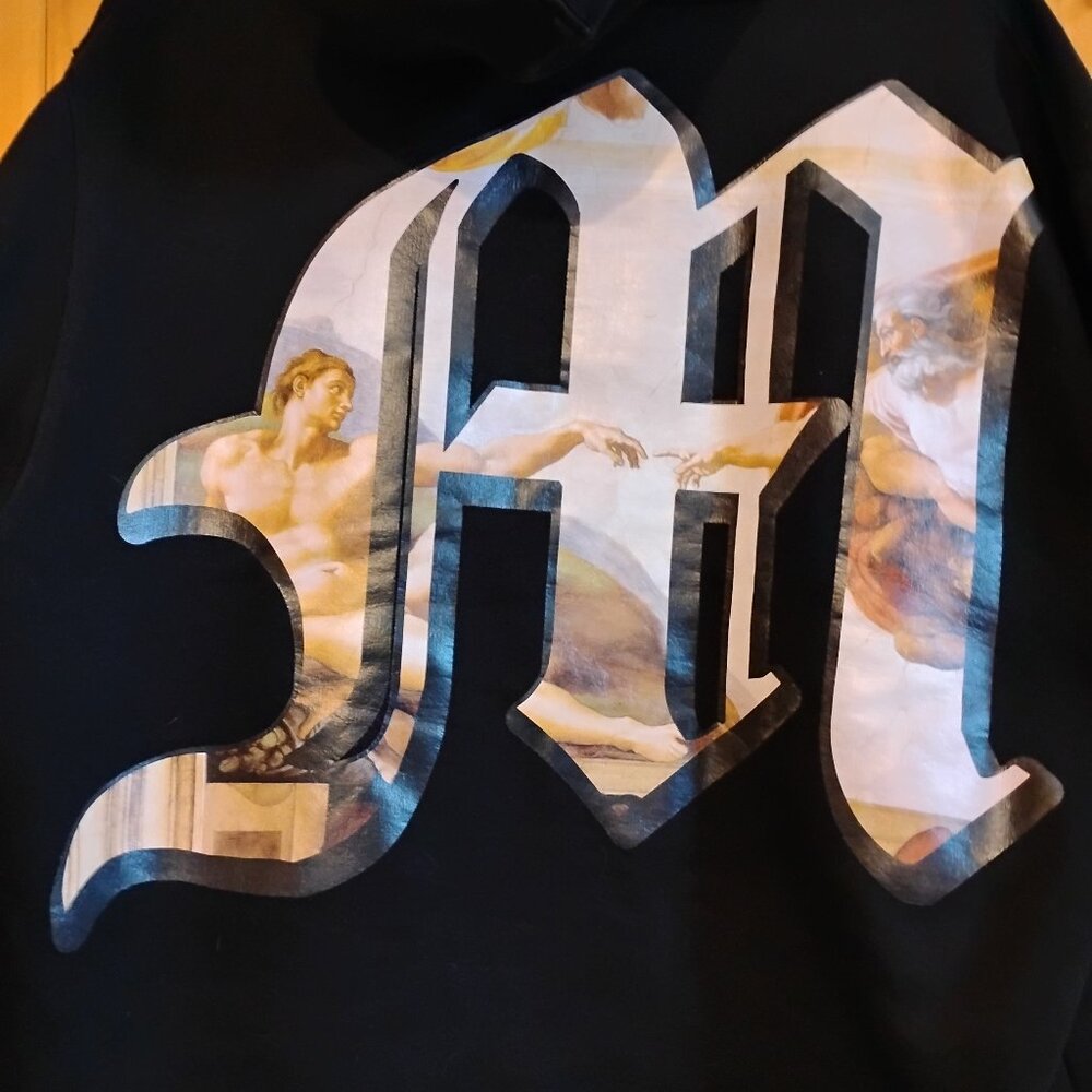 Men's Black XL A Piece of History Michelangelo Creation of Adam Hoodie